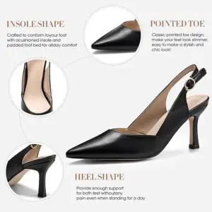 Rilista Women's Slingback Kitten Heels Closed Pointed Toe Backless Wedding Party Dress Pumps Shoes