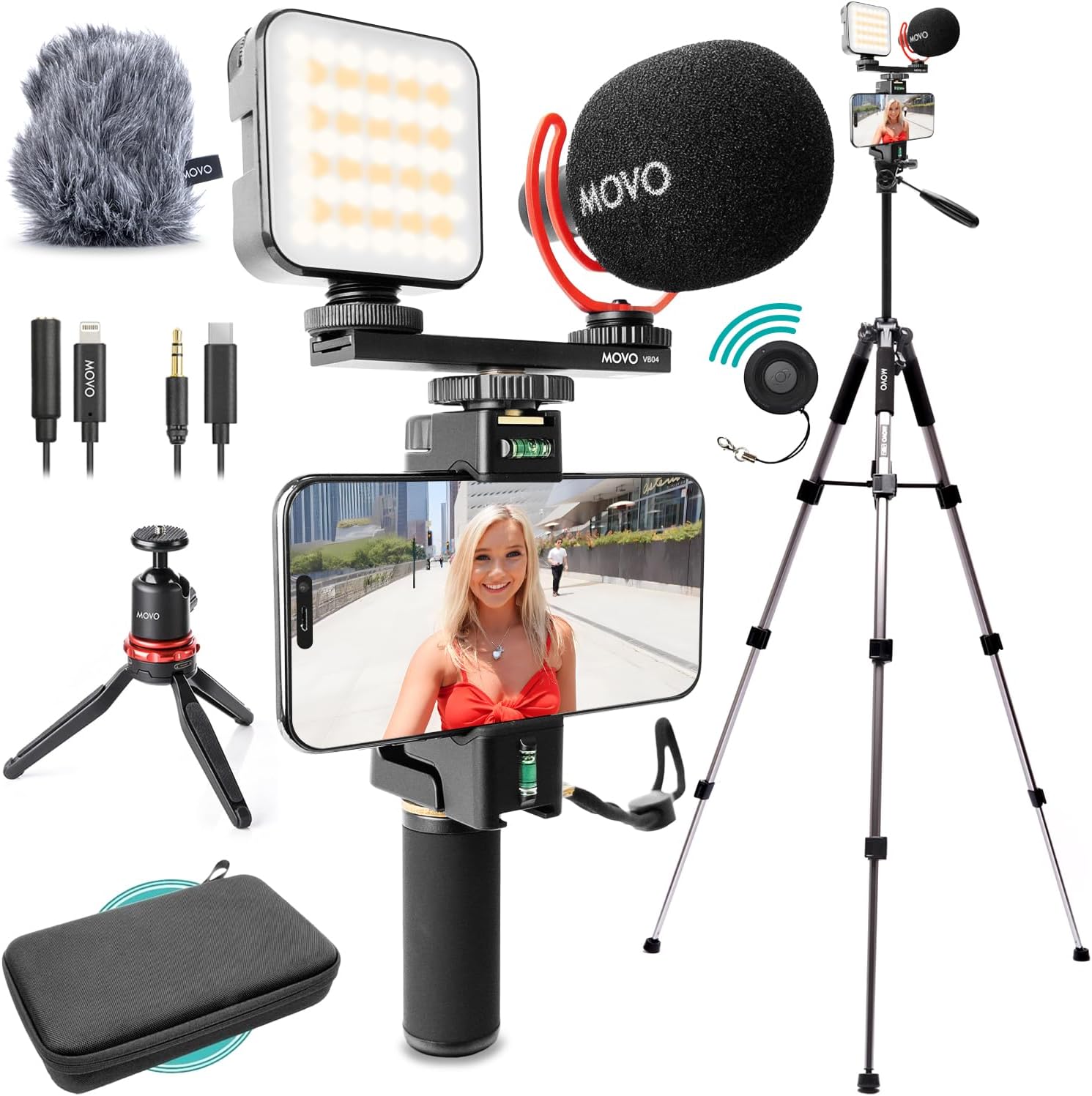 USKEYVISION Upgraded Vlogging Kit w/Wireless Lavalier Microphone,YouTube Kit for iPhone and Smartphone